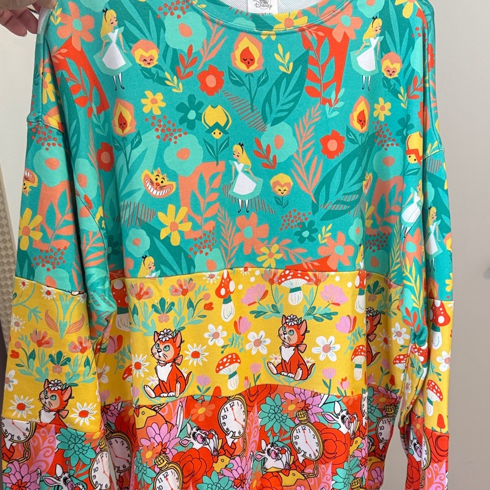 Disney Teal & Yellow Alice Illustration Pullover